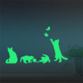 Honana DX-154 30X18CM Fluorescent Glow Naughty Cat Play With Butterfly Wall Sticker Home Bedroom Dec
