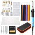 60Pcs 220V Wood Burning Pen Set Stencil Solder Iron Tips Tools Pyrography Kit