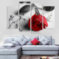 4pcs Red Rose Canvas Painting Wall Art Hanging Drawing Pictures Home Living Room Office Decoration F