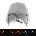 Universal 5-7`` Smoke Round Headlight Front Fairing Motorcycle Windshield Windscreen With LED