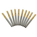 Drillpro DB-M6 10pcs 3.175mm Titanium Coated Carbide End Mill Engraving Bits For CNC Rotary Burrs