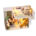 DIY Mini Dollhouse Kit Wooden Furniture Kit Handmade Miniature House with LED Light Assembling Doll