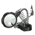 LED Light Soldering Iron Stand Holder Helping Hands Magnifying Glass Magnifier