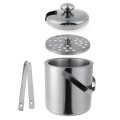 1.3L Double-layer 304 Stainless Steel Ice Bucket Round Small Bucket with Handle