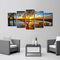 5Pcs Canvas Print Paintings Landscape Wall Decorative Print Art Pictures Frameless Wall Hanging Deco