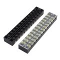 TB-2512 600V 25A 12 Position Terminal Block Barrier Strip Dual Row Screw Block Covered W/ Removable