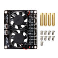 Dual Cooling Fan Expansion Board for Raspberry Pi 4B with  White LED Atmosphere Lamp Heatsink