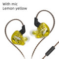 CCA CA2 1DD In Ear Earphone HIFI Metal Headphones Wired Earbuds ... (COLOR.: YELLOW | TYPE: WITHMIC)