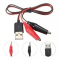 2Pcs DANIU  60CM Crocodile Test Clips Clamp to USB Male Connector Power Adapter Cable Wire