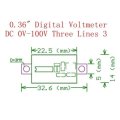 5 pcs 805 Micro 0.36 Inch Digital Voltmeter DC 0V-100V Three Wires 3 Digital Battery Voltage Panel M