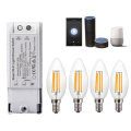 4PCS AC220V E14 4W Dimmable COB LED Candle Light Bulb + Smart WiFi Dimmer Light Switch Work With Ama