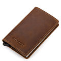 CONTACTS RFID Portable Auto Pops Up Business Card Holder Wallet Crazy Horse Leather Vintage Name Car