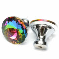 10Pcs 28mm Diamond Crystal Shape Glass Cabinet Knob Cupboard Drawer Pull Handle