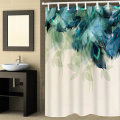 180X180CM Watercolor Decor Shower Curtain Peacock Feather Pattern Waterproof Polyester Fabric Bathro