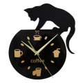 Emoyo ECY013 DIY Creative Coffee Cat Wall Clock Animal Wall Clock Quartz Wall Clock For Home Office
