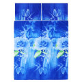 2PCS 3D Blue Rose Printed Bedding Pillowcase Quilt Cover Twin Bed Size Bedding Sets