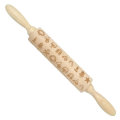 JM01687 Wooden Christmas Embossed Rolling Pin Dough Stick Baking Pastry Tool New Year Christmas Deco