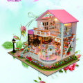 Hongda DIY Cabin Hand-assembled Doll House with LED Light Home Decor Model Toys