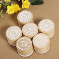 Assorted Floral Vintage Style Round Shape Wooden Rubber Stamp