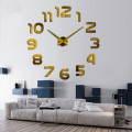 DIY 3D Frameless Wall Clock Modern Mute Large Mirror Surface Room Home O