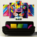 5 Pcs Wall Decorative Painting Huge Modern Abstract Wall Decor Colorful Lion