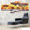 5 Piece HD Elephant Forest Canvas Print Poster Wall Art Paintings Home D