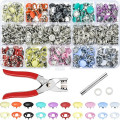 100/200 Sets DIY Press Studs Tools Kit Assorted Colors Snap Metal Sewing Buttons (Type A)