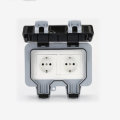 IP66 Waterproof Wall-mounted Power Socket Dust-proof 16A Double EU Standard Electrical Outlet for Ba