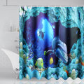 180x180cm Blue Dolphin Deep Sea Waterproof Bathroom Shower Curtain with 12 Hooks