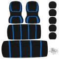Universal Car Seat Covers Polyester For Auto Truck Van SUV 5 Heads Blue & Black