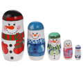 5 Layers Russian Nesting Dolls Wooden Christmas Ornaments DIY Handmade Crafts Creative Merry Christm