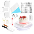 73 Pcs Cake Decorating Sets Stainless Pastry Nozzles Cake Turntable Sets Confectionery Bag Baking To