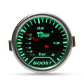 Chrome Ring 52mm 2 Inch Green LED BAR Turbo Pressure Boost Gauge Smoked Dial Face Vacuum Pipe