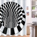 3D Effect Geometric Square Bathroom Bath Shower Curtain 180*180cm w/ 12