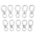 10Pcs 45mm Silver Zinc Alloy Double Eye Shaped Spring Snap Hook with 11mm Round Ring