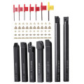 Drillpro CT-12 50pcs Carbide Inserts with 7pcs 12mm Shank Lathe Turning Tool Holder DCMT070204 CCMT0