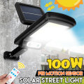 100W Outdoor Solar Street Wall Light Sensor PIR Motion LED Lamp Remote Control