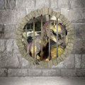 Miico Creative 3D Dinosaur in Cage PVC Removable Home Room Decorative Wall Door Decor Sticker
