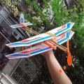 DIY Hand Throw Flying Plane Toy Elastic Rubber Band Powered Airplane Assembly Model Toys
