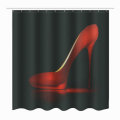 High Red Heels Black Waterproof Bathroom Shower Curtain Liner Polyester Fabric Bathroom Curtain & 12