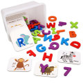 Alphanumeric Matching Card Set Kids Double Sided 3D English Cognitive Jigsaw Toys Early Education Pu