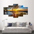 5Pcs Canvas Print Paintings Landscape Wall Decorative Print Art Pictures Frameless Wall Hanging Deco