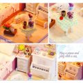 DIY Wooden Doll House Room Furniture Set LED Light Miniature Girl Princess Christmas Room Puzzle Toy