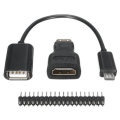 5Sets 3 in 1 Mini HD to HD Adapter+Micro USB to USB Female Cable+40P Pin Kits For Raspberry Pi Zero