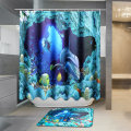 180x180cm Blue Dolphin Deep Sea Waterproof Bathroom Shower Curtain with 12 Hooks