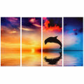 4Pcs/set Dolphin Sunset Sea Wall Decorative Paintings Canvas Print Art Pictures Frameless Wall Hangi