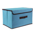 Foldable Cloth Storage Box Organizer Dust-proof With Cover Multipurpose ... (COLOR.: BLUE | SIZE: L)
