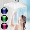 Bathroom LED Rainfall Shower Head High Pressure Shower Head RGB Color-Changing Temperature Sensor Sh