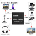 Bakeey HDMI Video Capture Card HD 4K 1080P 30fps Loop Out USB 2.0 Audio Video Recorder With Mic For