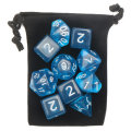 10PCS Sky Blue Acrylic Polyhedral Dice Set With Storage Bag Geometric Multi Sided TRPG Board Game Di